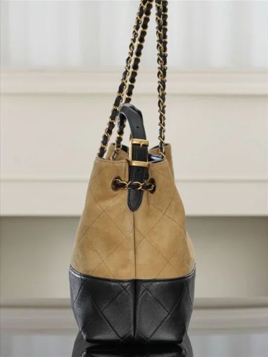Chanel Two-Tone Suede & Leather Hobo Tote - Picture 3 of 7